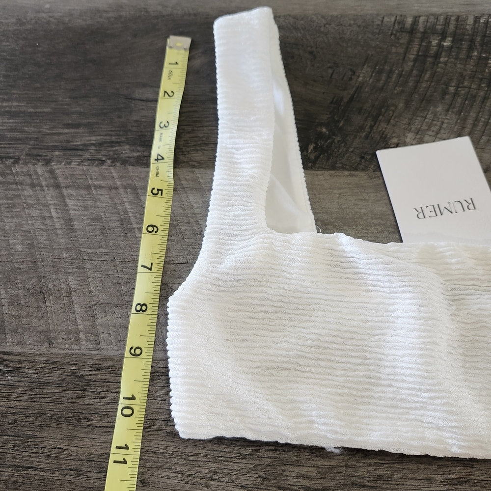 NWT Revolve Rumer White Ribbed Rosa Crop Or Swim Top Sz S - Picture 4 of 8